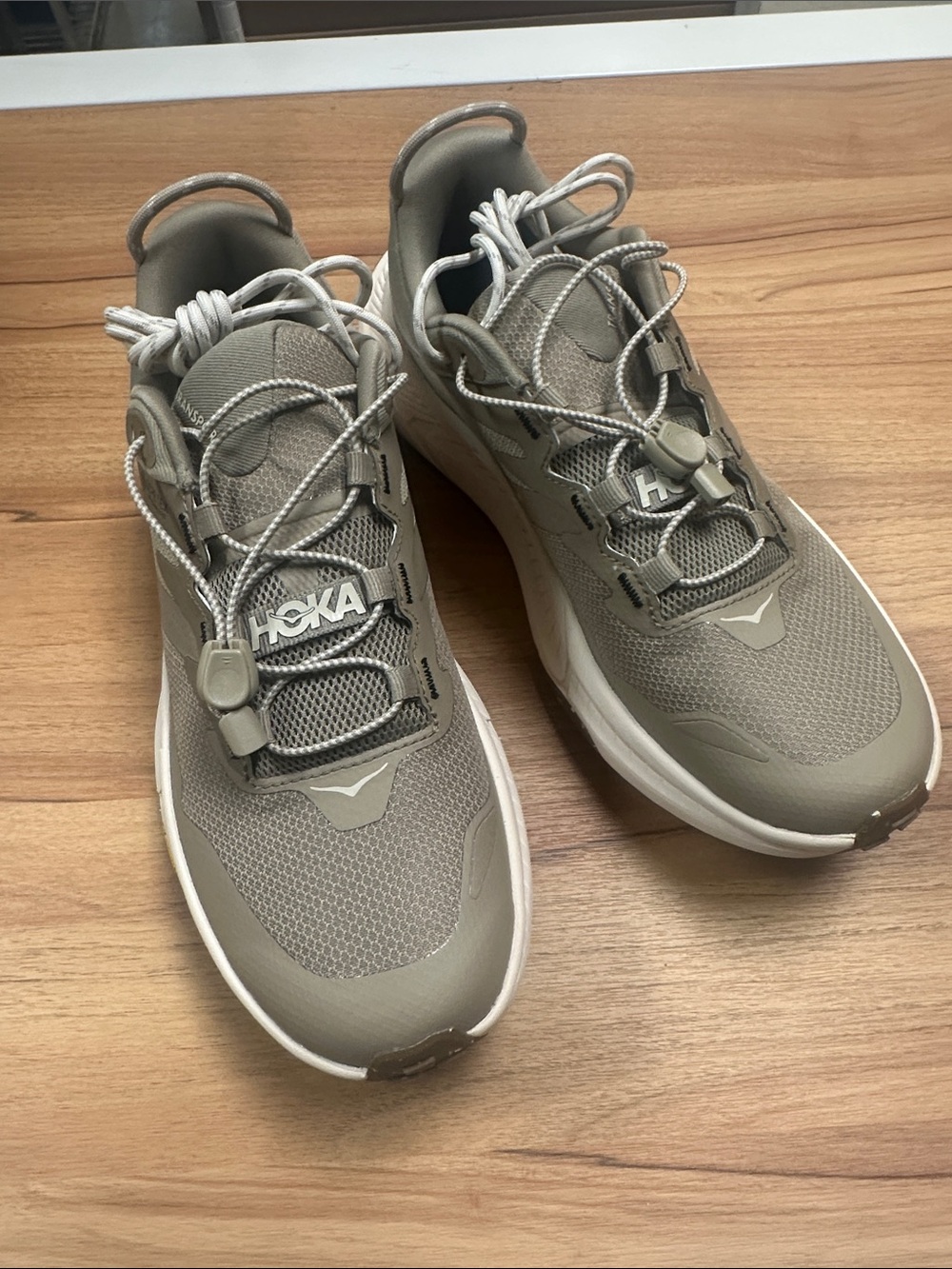 Hoka Womens Transport GTX Athletic Sneakers in Eggnog Color